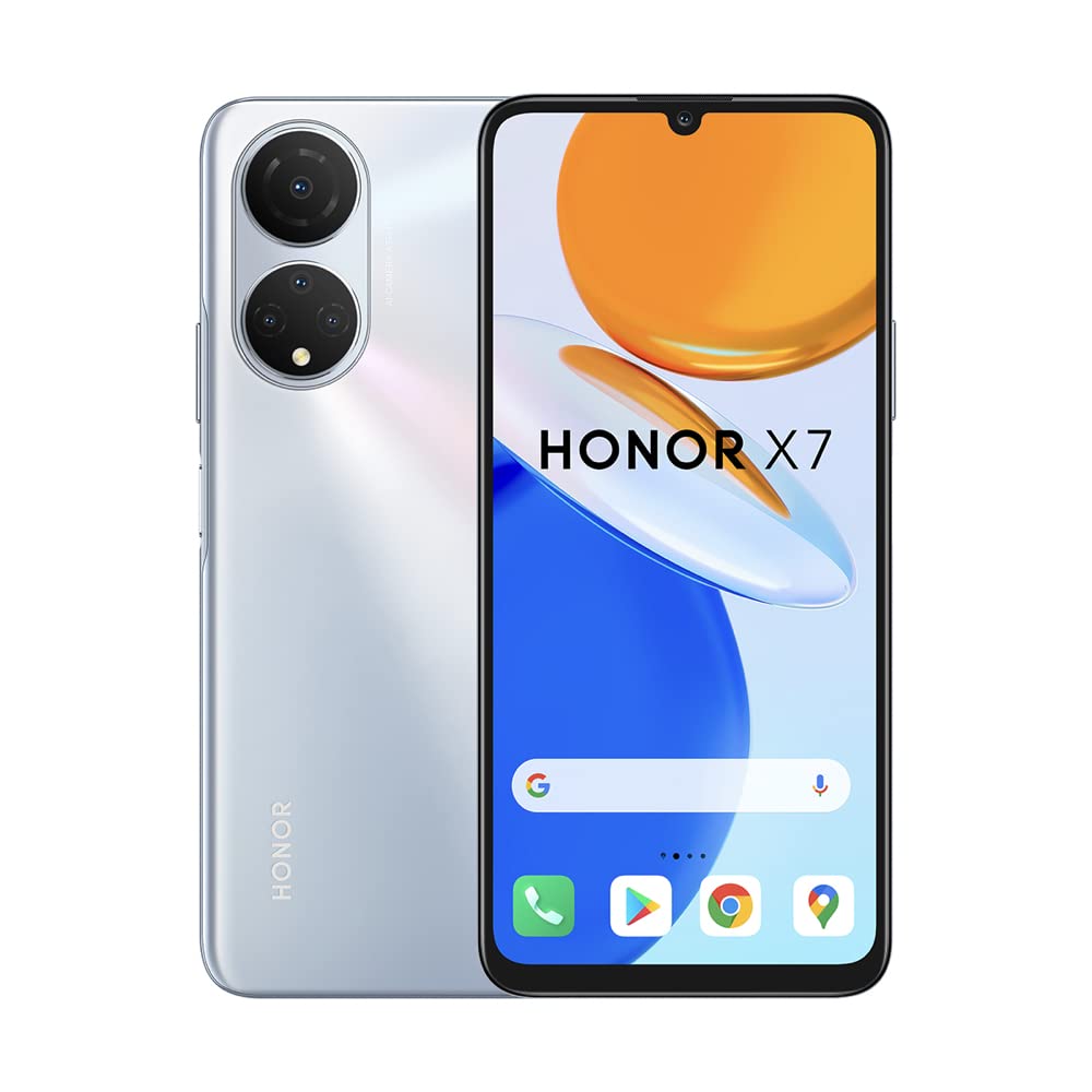 Honor X7 Smartphone Android 11, Storage, 6.47” FullView Screen with 90Hz Smooth Display, 2 Year Warranty, Titanium Silver, 4GB+128GB