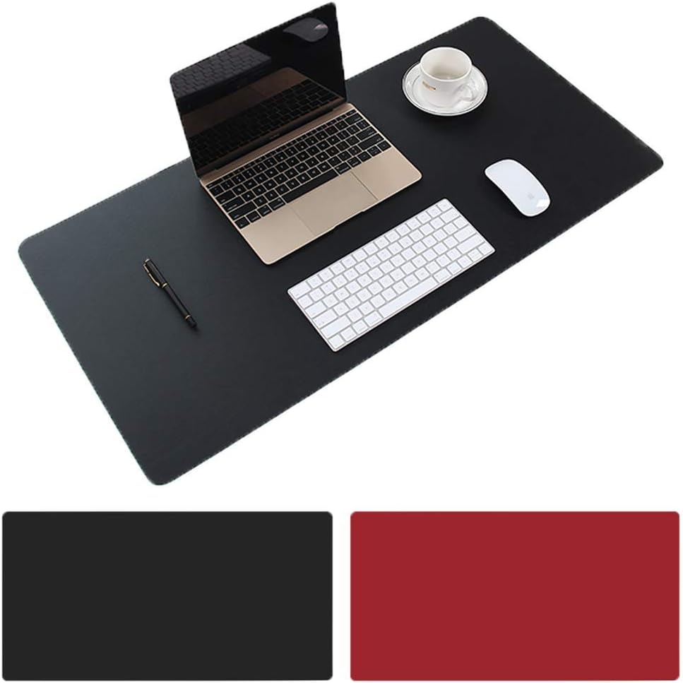 Large Desk Pad, Non Slip Pu Leather Mouse Pad Waterproof Protector, Dual Side Use Writing Mat For Office Home, 80Cm X 40Cm, Black&Red, Bonshine