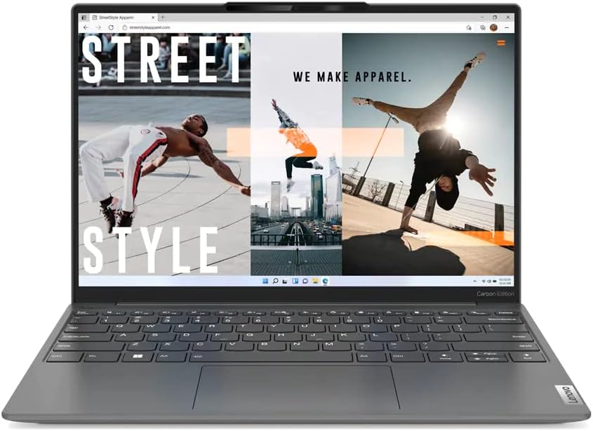 Lenovo Yoga Slim 7 Carbon with 13.3" 2.5K (2560x1600) display, Intel Core i7-1260P, Integrated Intel Iris Xe Graphics, 16GB RAM, 1TB SSD, Windows 11 Home, Ultimate Grey - [82U90075AX]