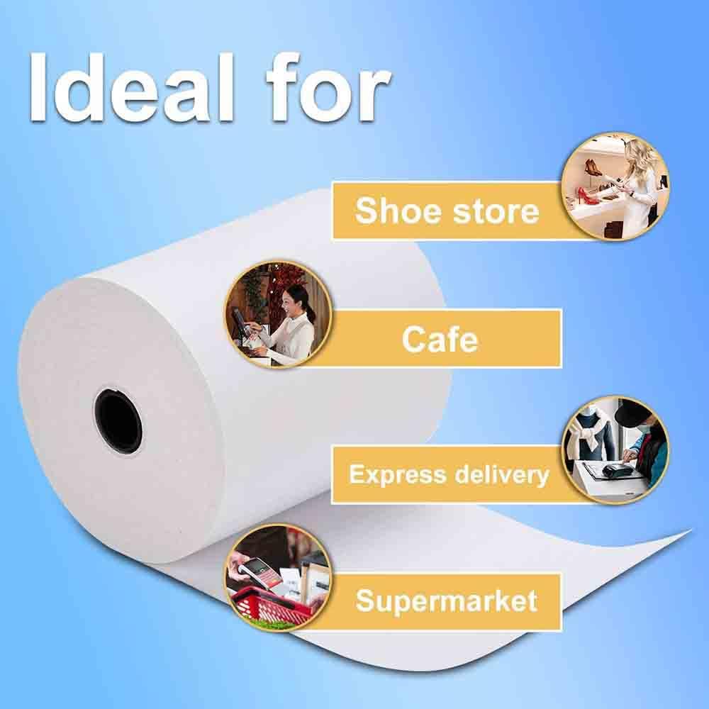 POS Register Receipt Thermal Paper, BEONE 80mm 70g Paper, 38Meter Length, Premium Cash Register for Bank Queues, Hospitals, Hotels, Restaurants, Supermarkets, Convenience Stores (50Rolls/Pack)