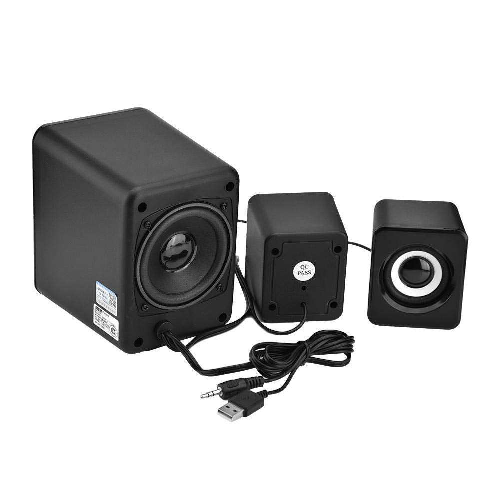 3W Treble and Bass Independent Adjustment Mini Subwoofer, Rear 3 Inch Bass Speaker DV 5V & USB 5V Wired Speaker, Tablet PC for Cellphone(Black)