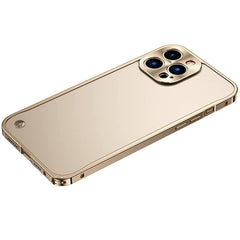 Metal Frame Frosted Shockproof Phone Case For iPhone 14 Pro (Gold)