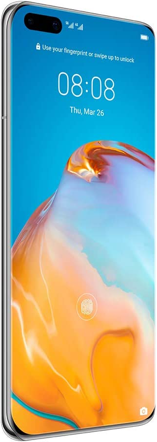 Huawei P40 Pro (5G) ELS-NX9 Dual/Hybrid-SIM 256GB Factory Unlocked Smartphone - International Version (Silver Frost)