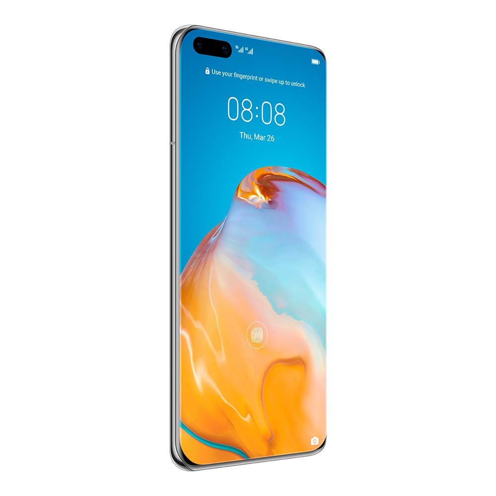 Huawei P40 Pro (5G) ELS-NX9 Dual/Hybrid-SIM 256GB Factory Unlocked Smartphone - International Version (Silver Frost)