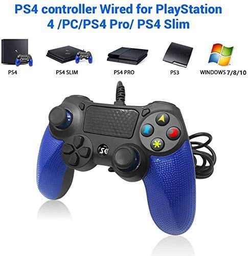 Wired Double Vibration Shock Gaming joystick PS4 Wired Controller Remote for PlayStation 4/PC/PS4 Pro/ PS4 Slim Cable Length 6.5ft