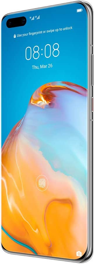 Huawei P40 Pro (5G) ELS-NX9 Dual/Hybrid-SIM 256GB Factory Unlocked Smartphone - International Version (Silver Frost)