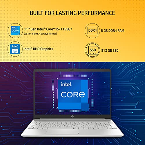 HP 15s, 11th Gen Intel Core i5-1155G7, 15.6 inch(39.6cm) FHD Anti-Glare Laptop(8GB RAM/512 GB SSD/Intel Iris Xe Graphics/Win 11/Dual Speakers/Backlit KeyboardAlexa Built-in/MSO 2021) 15s-fr4000TU