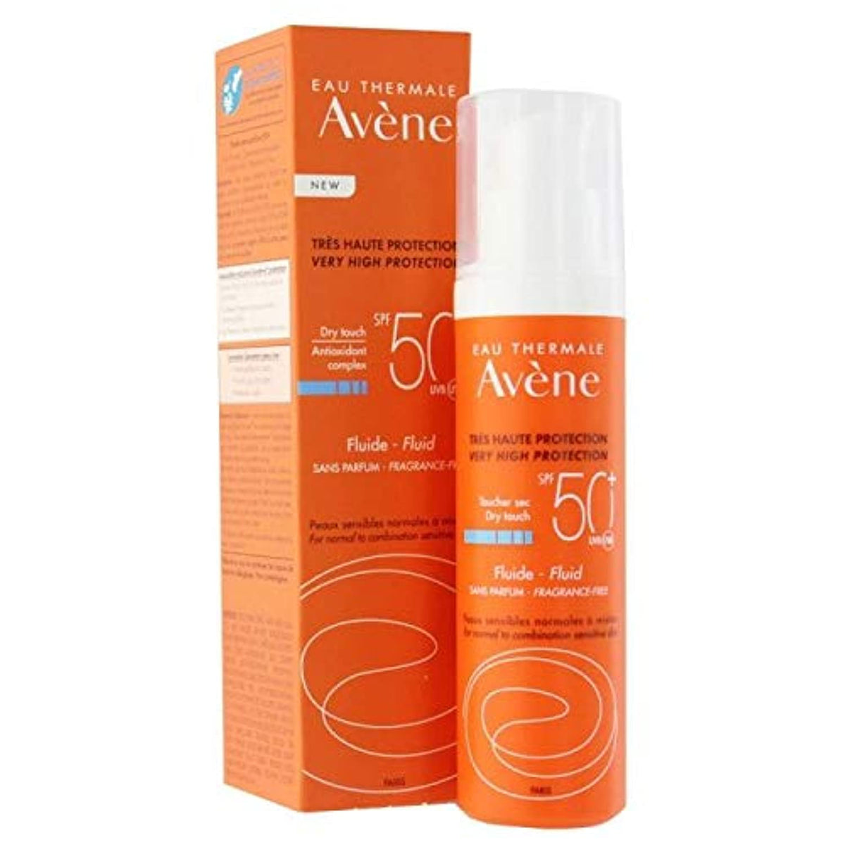 Avene Dry Touch SPF 50 Fluid Fragrance Free Very High Protection Sunscreen