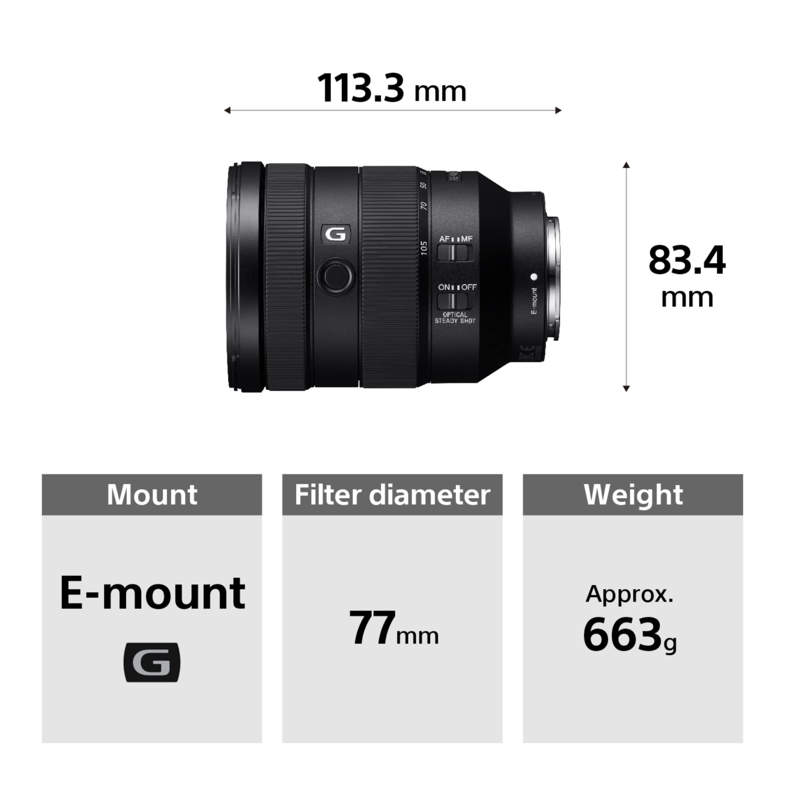 Sony FE 24-105mm F4 G OSS Standard Zoom Lens, SEL24105G