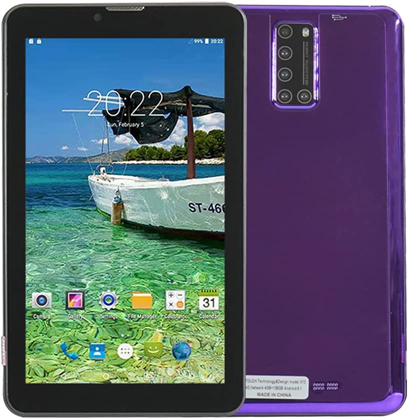 ATOUCH X12 Android Tablet 128GB, 4GB RAM 7 inch IPS HD Display, Dual SIM, 4G, Quad Core Bluetooth Wi-Fi Tablets (Purple)