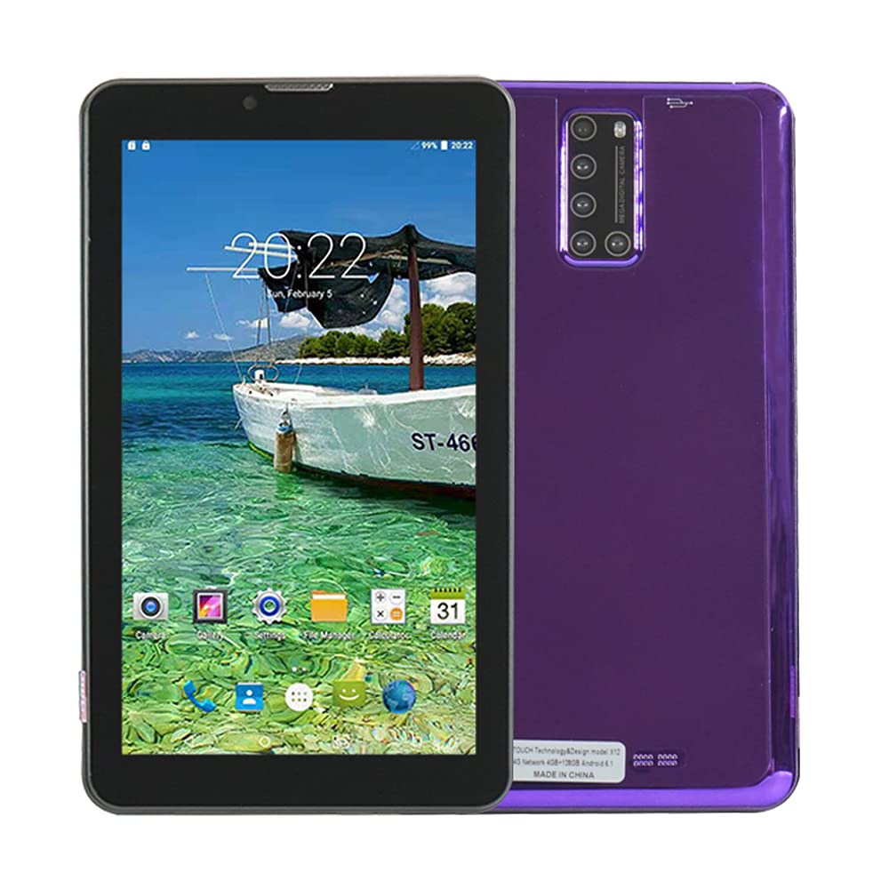 ATOUCH X12 Android Tablet 128GB, 4GB RAM 7 inch IPS HD Display, Dual SIM, 4G, Quad Core Bluetooth Wi-Fi Tablets (Purple)