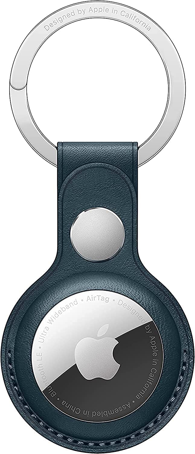 Apple AirTag Leather Key Ring - Baltic Blue