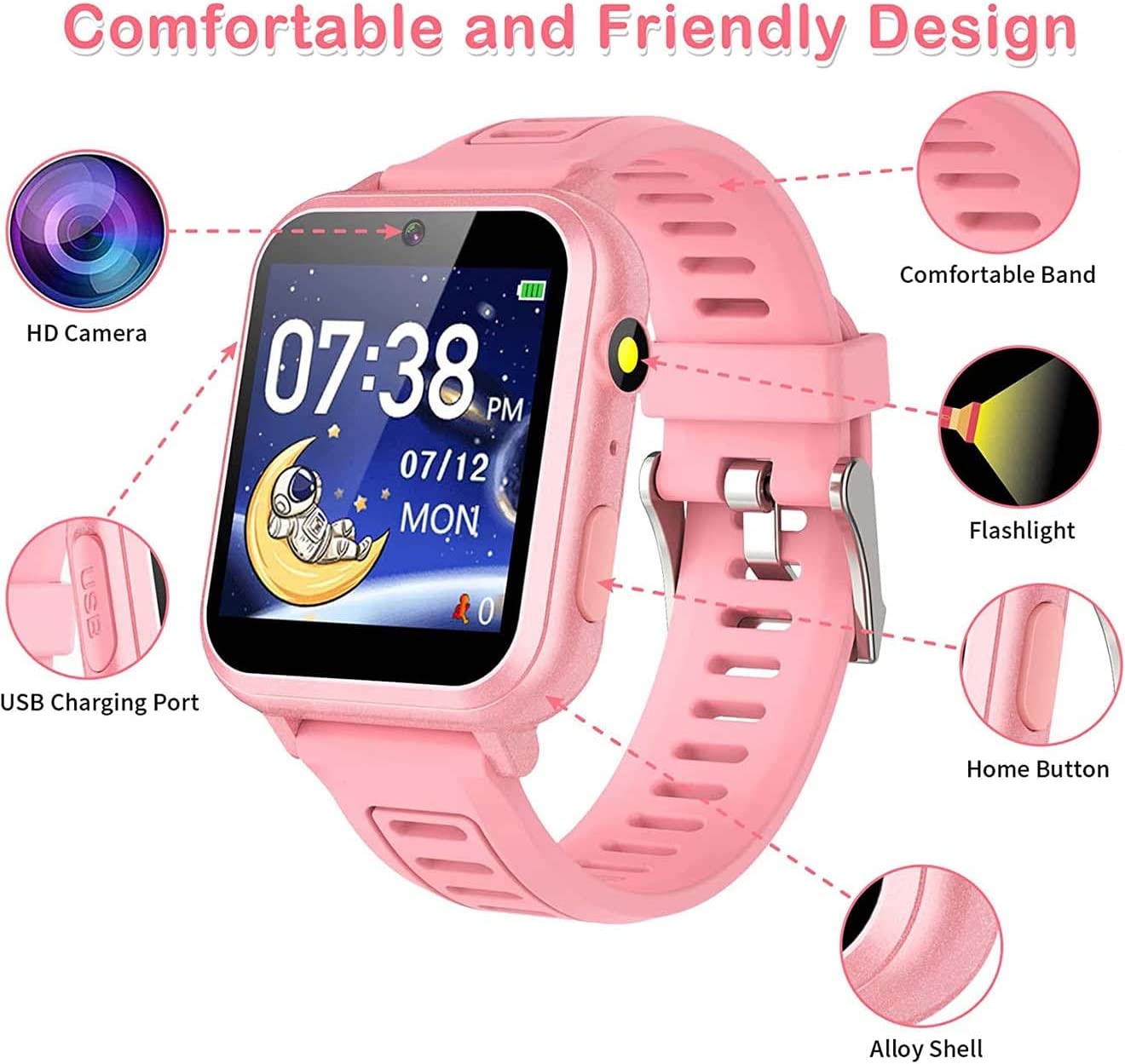 Kids Smart Watch, Toddler Watch Toys for 3-12 Ages Year Old, Smartwatches with 24 Learning Games Video Camera Pedometer Music Alarm Flashlight, Birthday Gift Boys Girls Kids, Educational