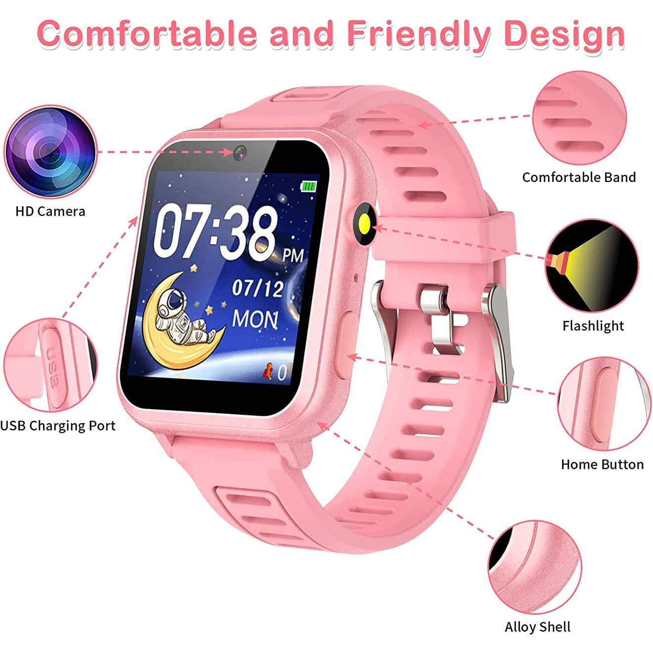 Kids Smart Watch, Toddler Watch Toys for 3-12 Ages Year Old, Smartwatches with 24 Learning Games Video Camera Pedometer Music Alarm Flashlight, Birthday Gift Boys Girls Kids, Educational