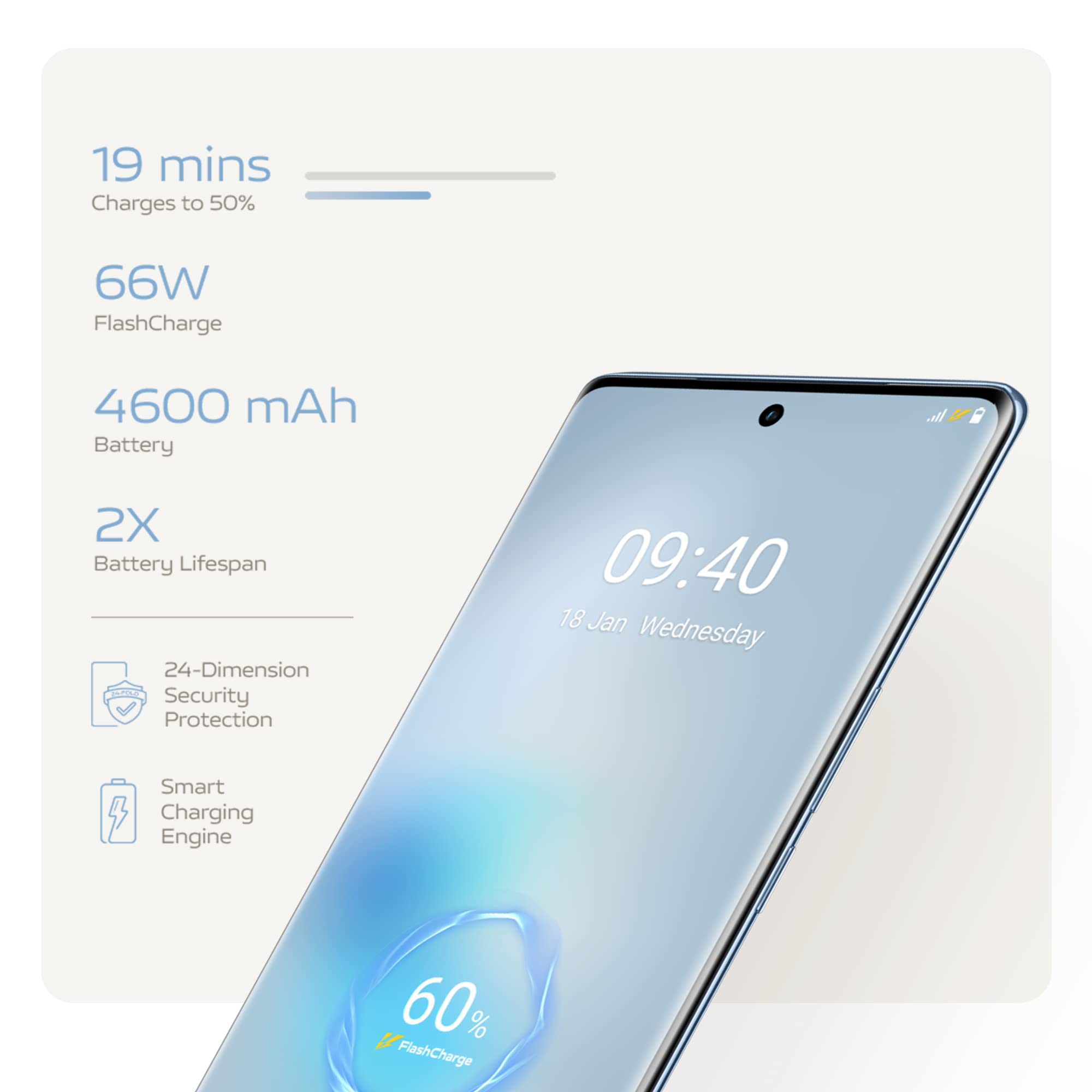 vivo V27 5G (Magic Blue, 12GB RAM, 256GB) | 50MP AF Selfie Camera | Aura Light | 66W Display | 120Hz 3D Curved Display | Color Changing Design | 18 Months Warranty+Screen Protection+Earbuds+BackPack