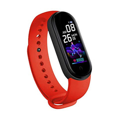 M5M6 Smart Bracelet Wristband Waterproof Sport Smart Watch Fitness Tracker Watch with Heart Rate Monitor Smart Watch with Message Reminder and Step Counter with Blood Pressure Monitor (Red)