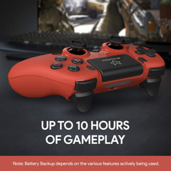 EvoFox Elite Play Wireless Controller for PS4/Pro/Slim, iPad and iPhones with Dual Vibration, Bluetooth Connection, 6-axis Gyro Sensor and 10 Hrs Gameplay (Red)