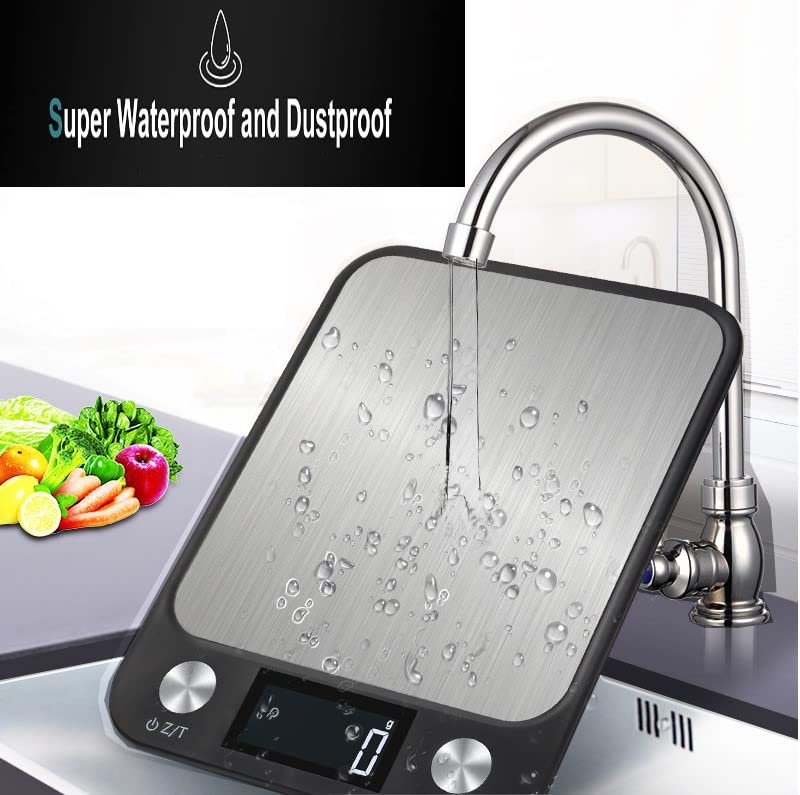 Digital Kitchen Food Scale, Peng General Stainless-Steel Platform (Batteries Included), Ultra Slim/Multifunctional High Accuracy with Large LCD Display /Tare Function for Weight Loss - 22lb/10kg