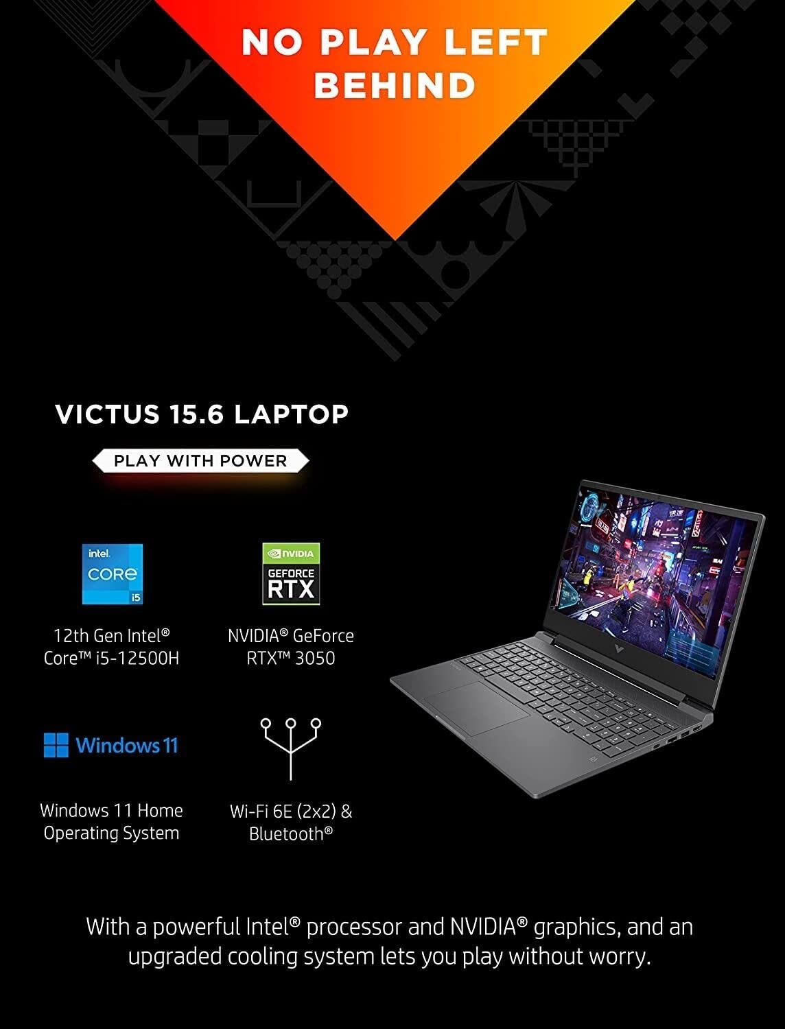 HP Victus 15 Gaming Laptop, NVIDIA GeForce RTX 3050, 12th Gen Intel Core i5-12500H(12 cores), FHD Display, Windows 11 Home, Backlit Keyboard, Enhanced Thermals w/Mouse Pad (32GB RAM | 1TB PCIe SSD)