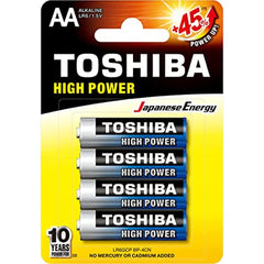 TOSHIBA Long-Lasting Vibration Resistance High Power Alkaline AA - 4 Battery Pack