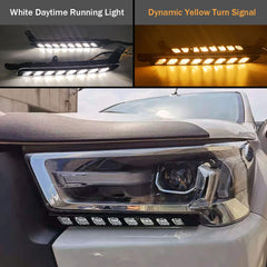 VGETTING Daytime Running Light For Toyota Hilux Revo Rocco 2020 2021 Replacement Dynamic Yellow Turn Signal Lamp Hilux LED Daylight Bar with Wiring Harness