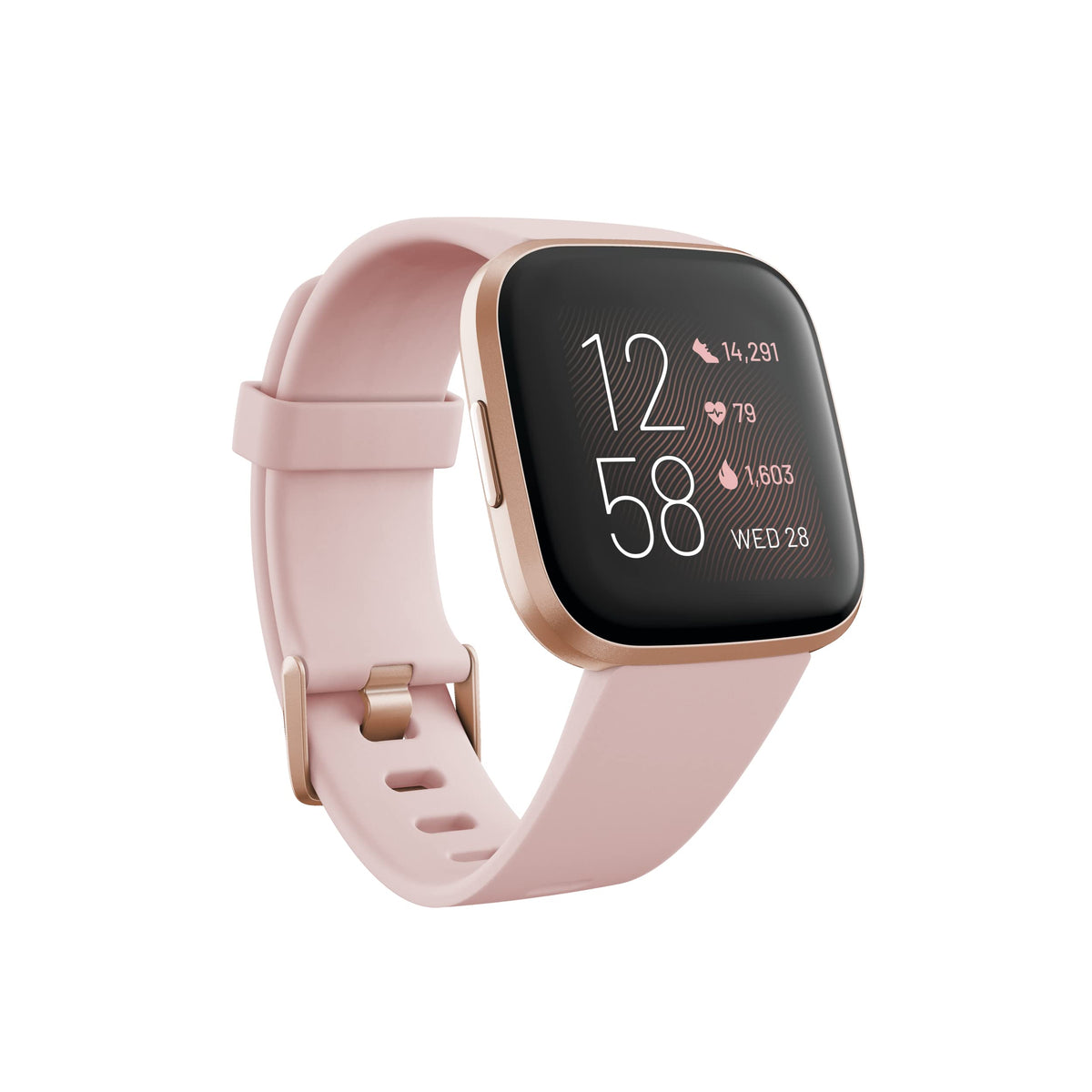 Fitbit Versa 2 (NFC), Health and Fitness Smartwatch with Heart Rate, Music, Sleep and Swim Tracking, One Size (S and L Bands Included) - Petal/Copper Rose Aluminum