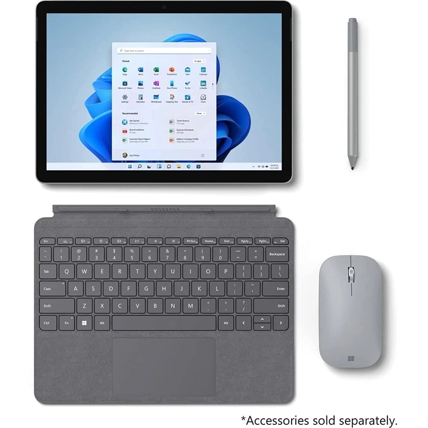 Microsoft Surface GO 3 10.5"PixelSense Display Intel Pentium Gold 6500Y 8GB RAM 128GB eMMC Windows 11 Home in S Mode Platinum Color 8VA 00005 Device Only without Keyboard, Silver