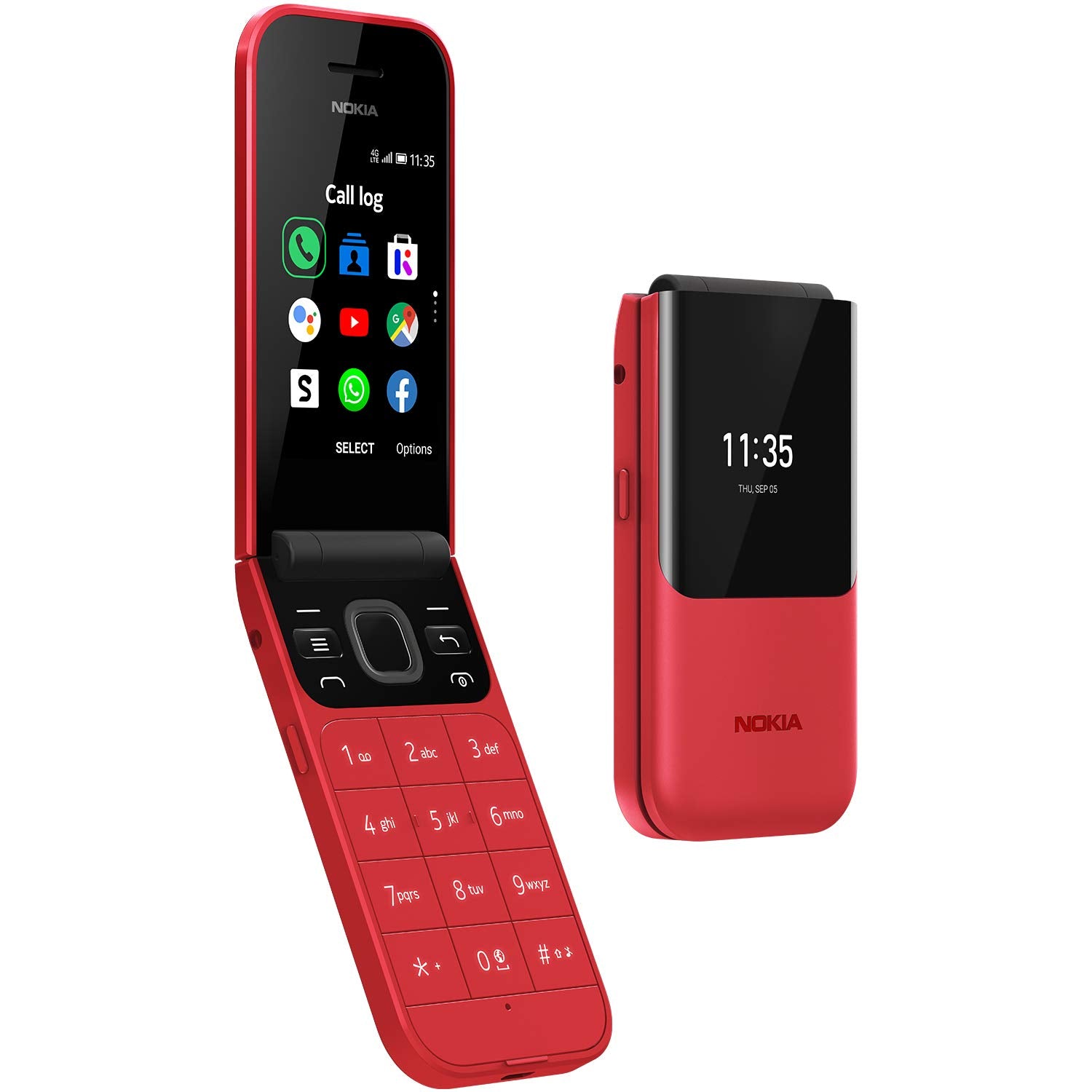 NOKIA 2720 (Flip) Feature Phone, Dual SIM, 2MP Camera with LED flash, 4G LTE - Red