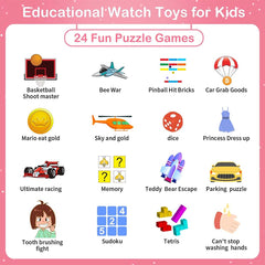 Kids Smart Watch, Toddler Watch Toys for 3-12 Ages Year Old, Smartwatches with 24 Learning Games Video Camera Pedometer Music Alarm Flashlight, Birthday Gift Boys Girls Kids, Educational