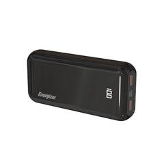 Energizer 20000 mAh Fast Charging Power Bank, Triple Outputs - 2-USB-A and 1 USB-C, Type-C and micro-USB Inputs, LCD Indicator, PowerSafe Management, Black