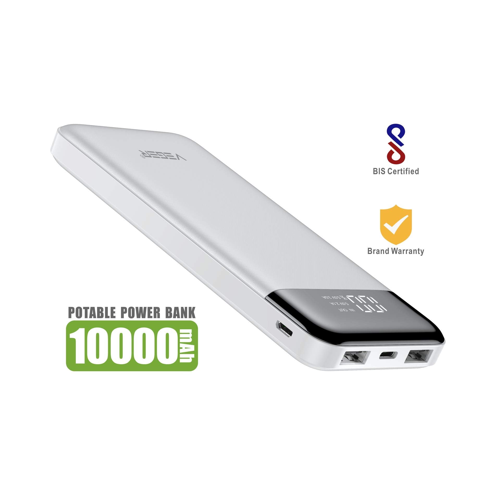 VEGER Slim power bank 10000mAh li-polymer external battery charge, LCD display portable power bank for IPhone,Samsung,Huawei and etc