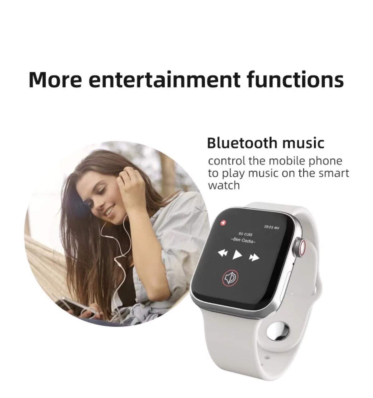 smart watch t500 smart watch 2020 t500 smart watch series 5 smart watch blood pressure BT call music player 44mm for ISO Android heart Rate smartwatch (black)