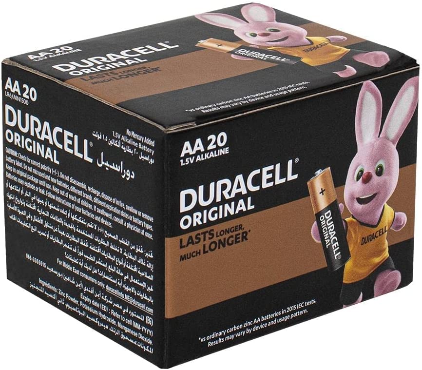 Duracell, AA 1.5V Alkaline Batteries, LR06 / MN1500, Pack of 20