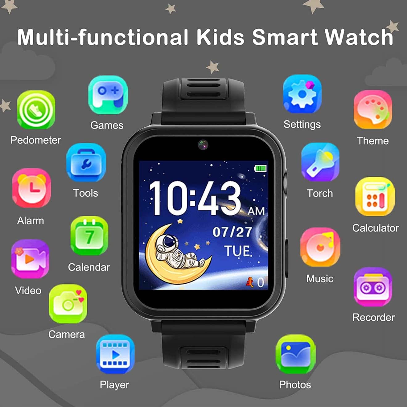 Kids Smart Watch, Toddler Watch Toys for 3-12 Ages Year Old, Smartwatches with 24 Learning Games Video Camera Pedometer Music Alarm Flashlight, Birthday Gift Boys Girls Kids, Educational