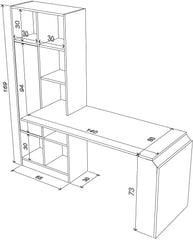 Home Canvas Opus Computer Desk with storage and book case ideal for Home Office, Teak color