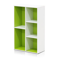 Furinno 5-cube reversible open shelf, white/green 11069wh/gr