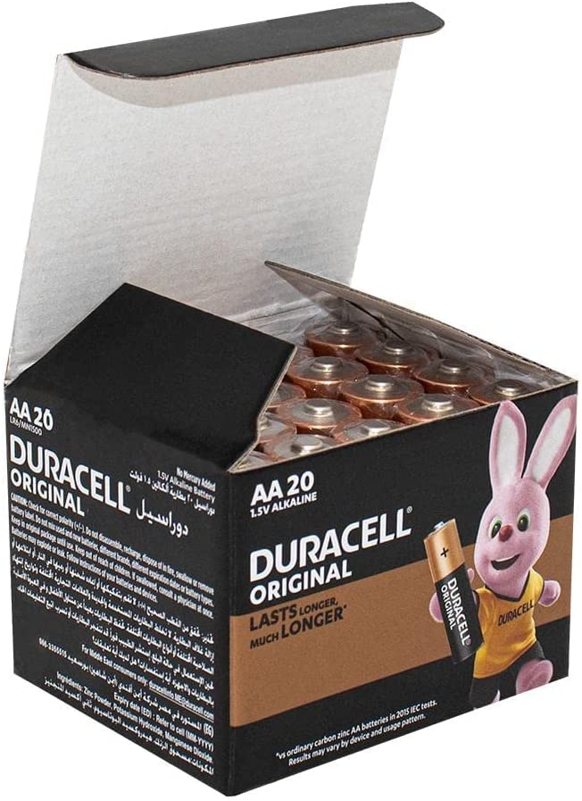 Duracell, AA 1.5V Alkaline Batteries, LR06 / MN1500, Pack of 20