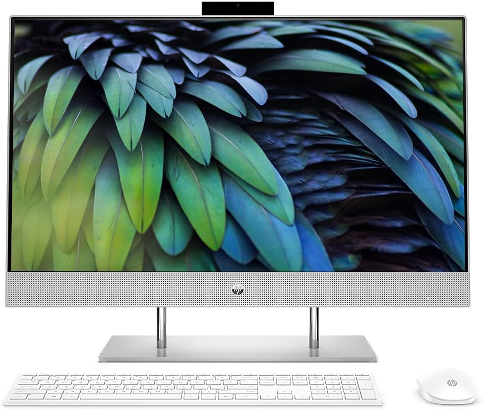 HP All-in-One PC 23.8-Inch(60.8 cm) FHD Desktop PC Ryzen 3 4300U with Alexa Built-in (8GB/256GB SSD + 1TB HDD/Facial Recognition IR Camera/Win 11/MS Office/Natural Silver), 24-dp0788in