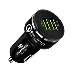 CartRoll USB-PD Dual QC3.0 Car Adapter, 38W Super-Fast Type Zinc Alloy, PD & QC3.0 Car Socket Type C (Black White)