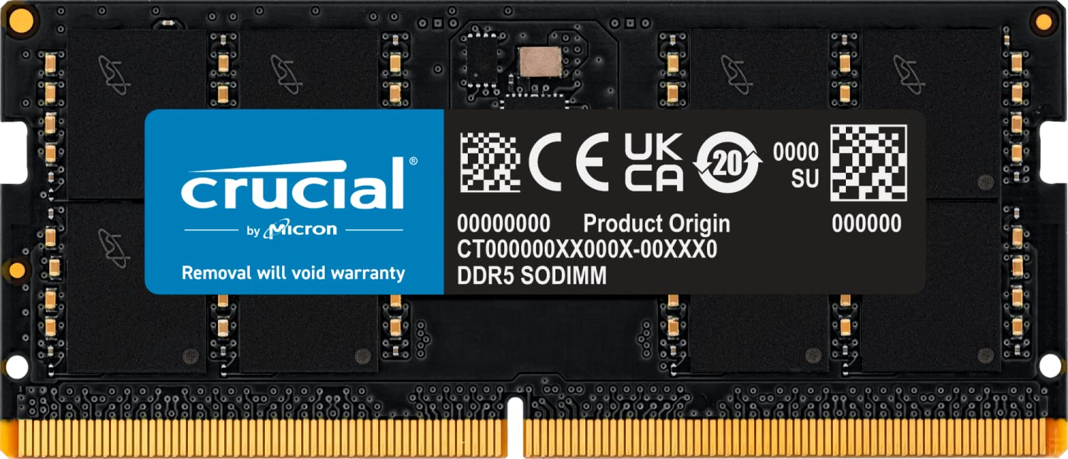 Crucial RAM 32GB DDR5 4800MHz CL40 Laptop Memory CT32G48C40S5, Black