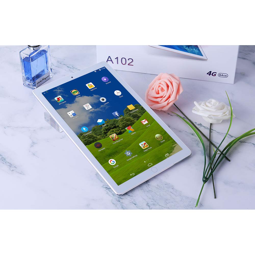 Atouch A102 10.1in, Dual Sim, 64GB Storage, 4GB RAM, WiFi, 5G Network, Android Tablet (Gold)