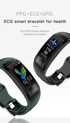 ECG+PPG Dual Monitoring, Blood Oxygen Blood Pressure Sleep Monitoring Smart Watch with Waterproof Sports USB Direct Charge Watch - Android And IOS,Black