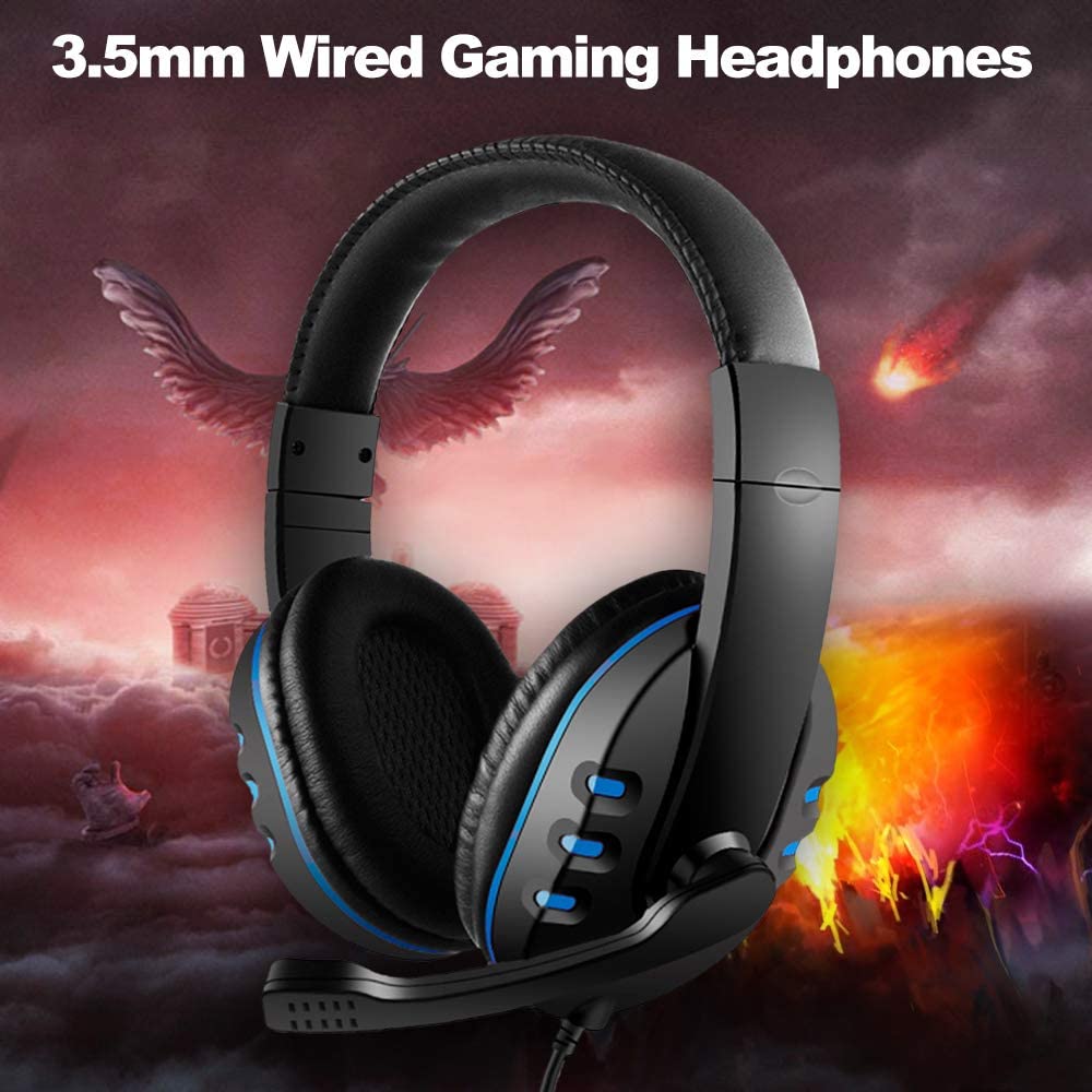 3.5Mm Wired Gaming Headphones Over Ear Game Headset Noise Canceling Earphone With Microphone Volume Control For Pc Laptop Ps4 Smart Phone