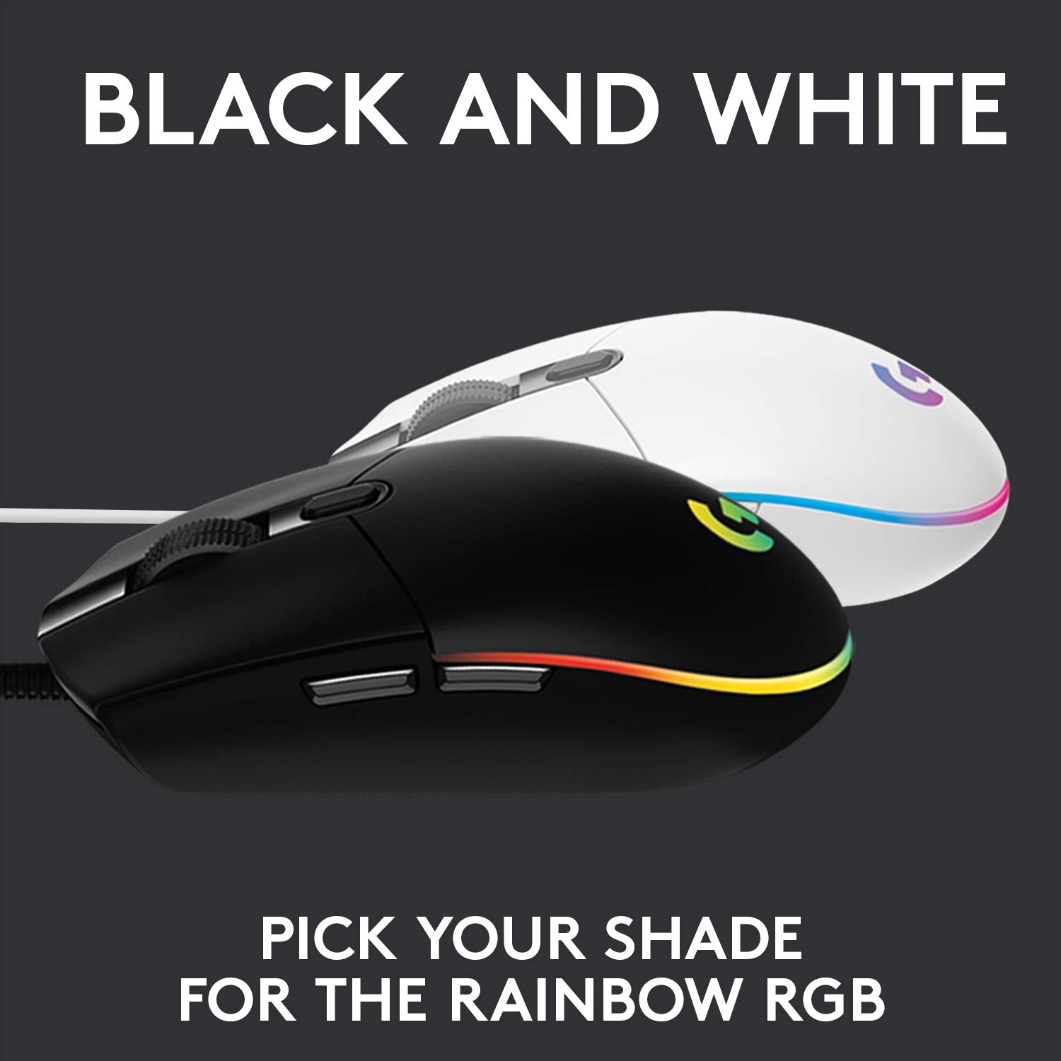 Logitech G203 Lightsync Gaming Mouse, 8000 Dpi, Customizable Buttons & Color Waves - Black