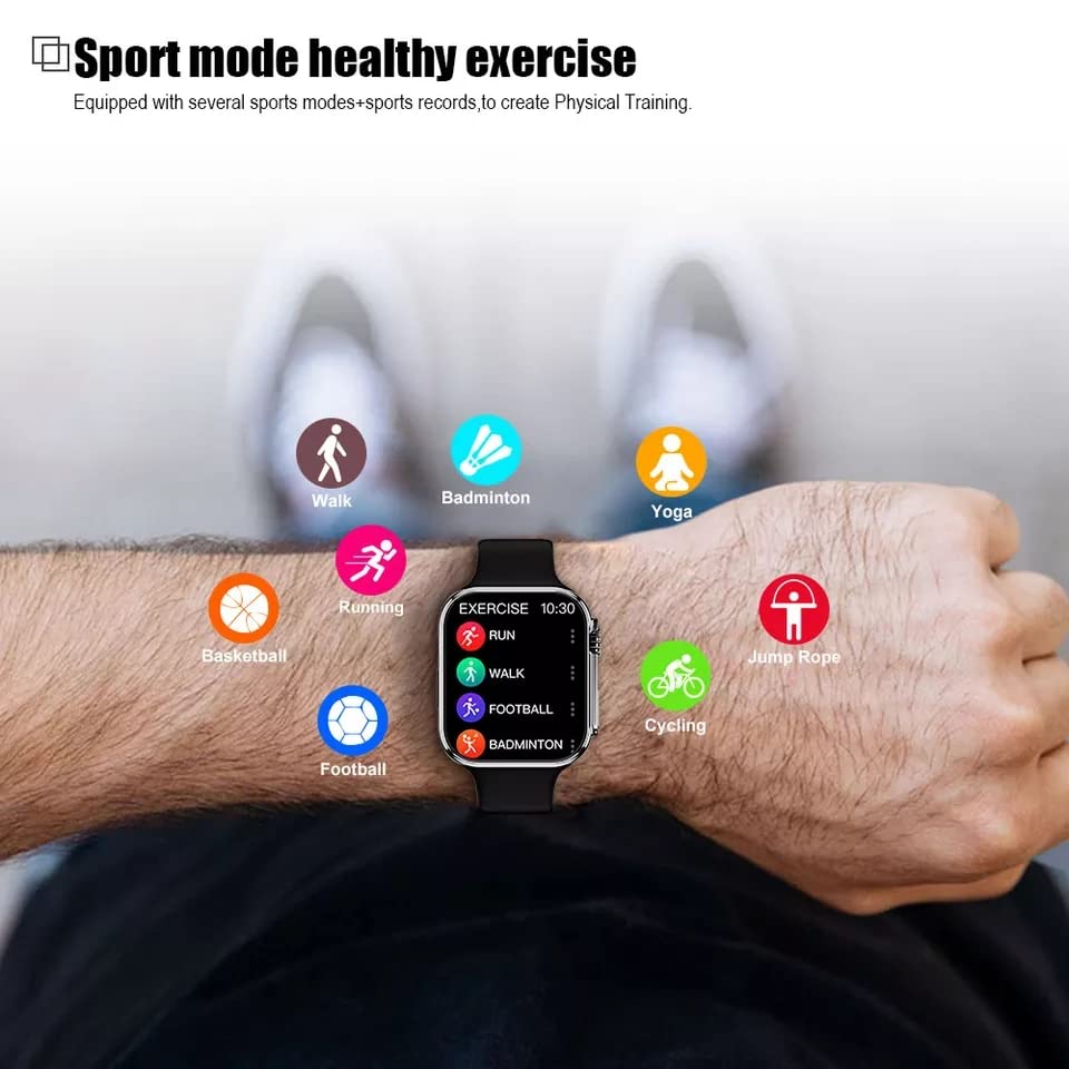 Dado Smartwatch W8 Ultra , Full Touch screen, Calls, Music Player , Fitness Tracker ,Sleep and Heart Rate Monitor , IP68 Sport watch , Compatible with iOS & Android (Blue Case)