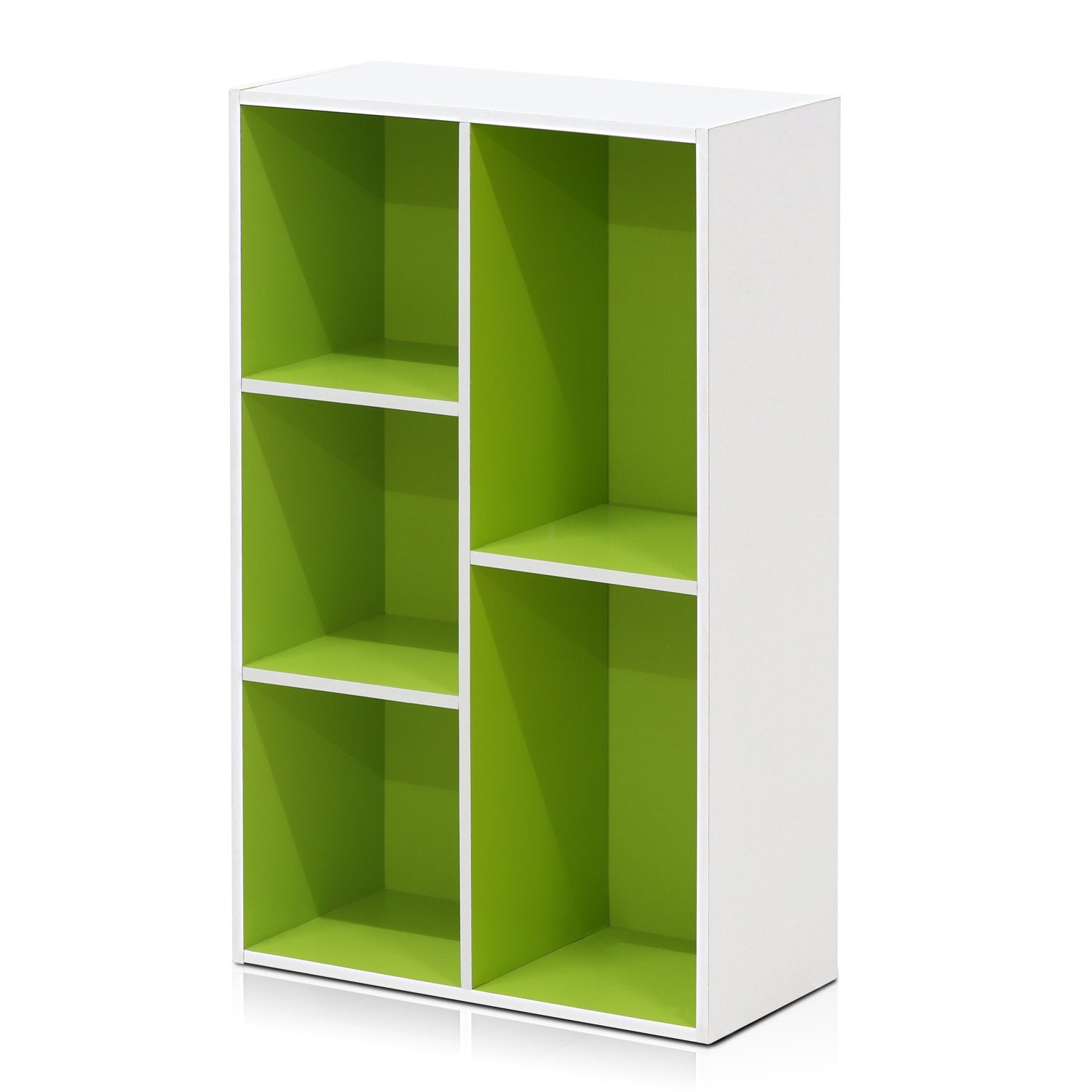 Furinno 5-cube reversible open shelf, white/green 11069wh/gr