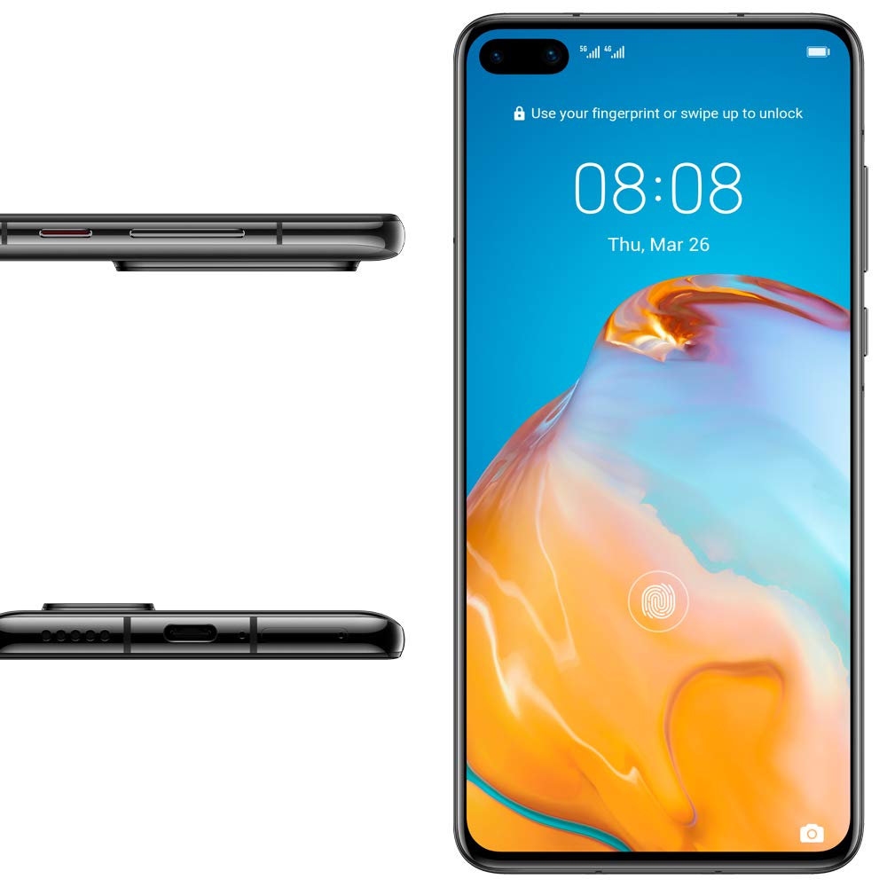 Huawei P40 (5G) ANA-NX9 Dual/Hybrid-SIM 128GB Factory Unlocked Smartphone -  International Version (Black)