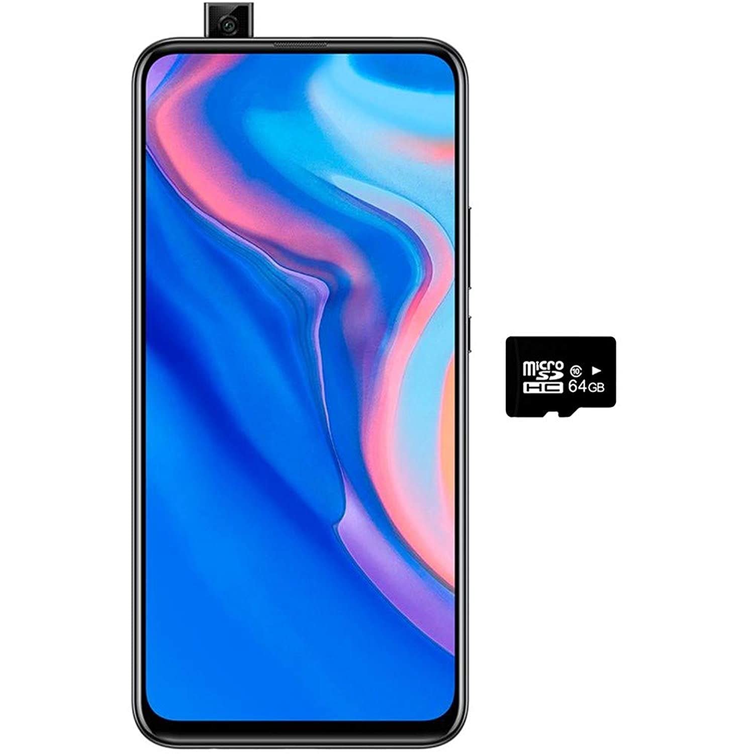 HUAWEI Y9 Prime 2019 (128GB, 4GB) 6.59", 3 AI Cameras, 4000mAh Battery, Dual SIM GSM Factory Unlocked - STK-LX3, US & Global 4G LTE International Model (Midnight Black, 128GB + 64GB SD + Case Bundle)