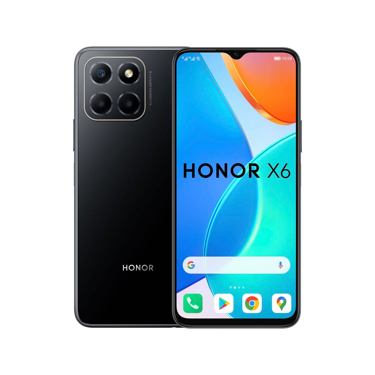 Honor X6 Mobile Phone, 6.5 Inch Dual SIM Unlocked Smartphone, 50MP Triple Camera, 5000mAh, 4GB+64GB, Android 12（2 Year Warranty black