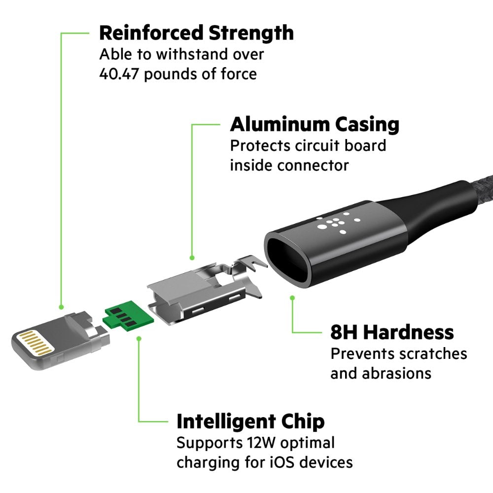 Belkin 0.1 M Mixit Metallic Lightning To Usb Cable - Rosel Gold - Apple MFi Certified iPhone Charger - Ultra Durable Charging Cable- F8J207Bt04